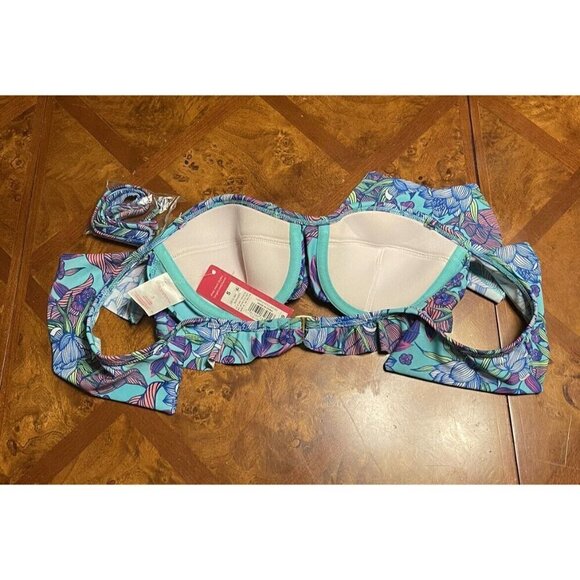 NWT Xhilaration Blue Off The Shoulder Bandeau Bikini Top Swimwear Ladies Small - Picture 4 of 7